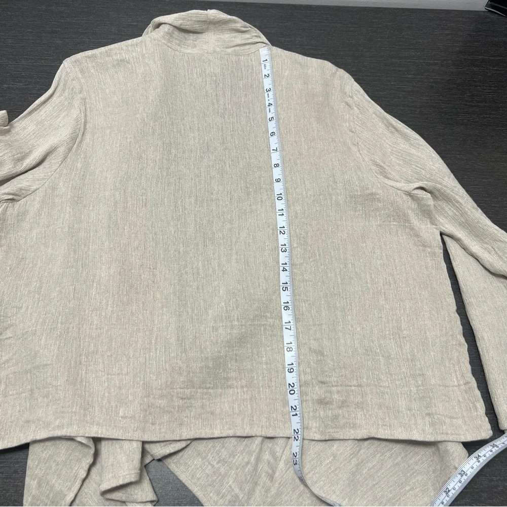Eileen Fisher XL Coastal Linen Cotton Blend Open Front Drape Cardigan Lagenlook